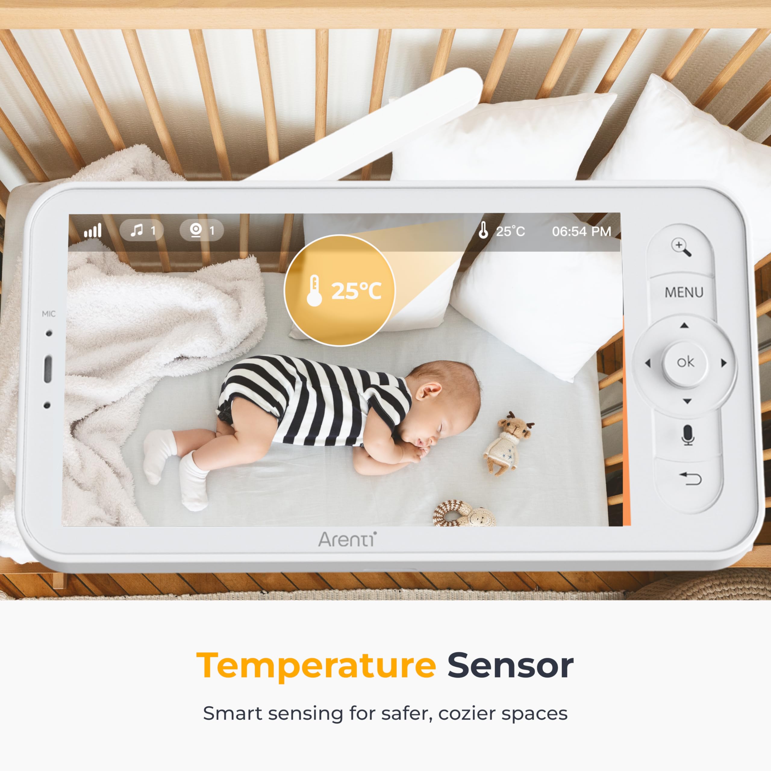 Arenti Baby Monitor, Smart WiFi 6 Baby Camera with 5-Inch Upgraded Wireless Display, 360° View, Auto-Night Vision, Temperature Sensor, Sound & Motion Detection, 2 Way Audio, VOX Mode (B2) 🍁 All In One Marketplace Canada