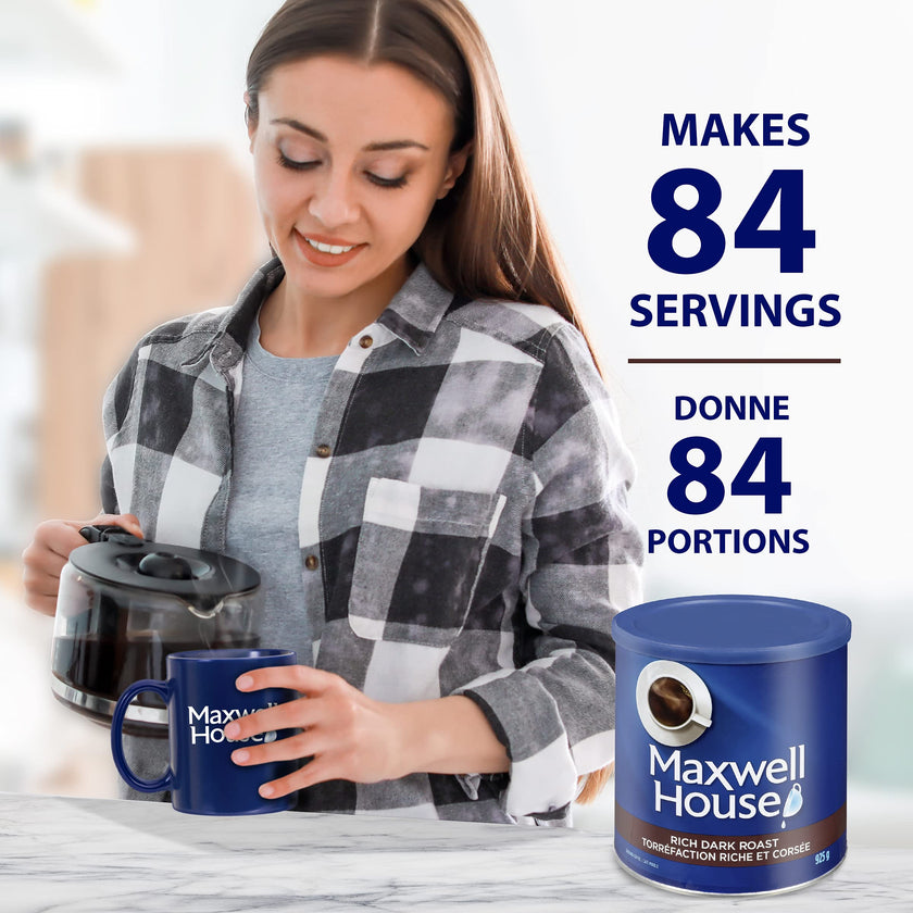 Maxwell House Rich Dark Roast Ground Coffee, 900 g Canister 🍁 All In One Marketplace Canada