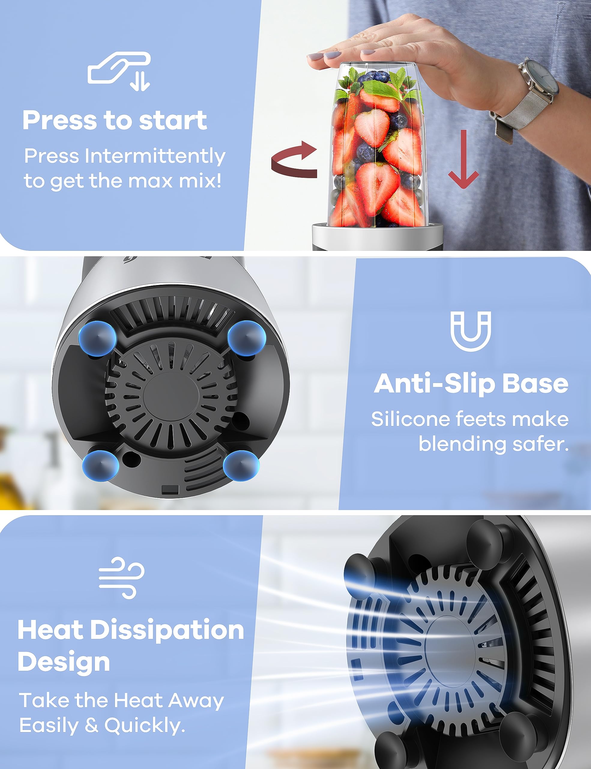 Smoothie Blender, Ganiza Blenders for Smoothies with 15-Piece Blender and Grinder Combo, 4 BPA-Free Personal Blender Cup, for Shakes, Protein Drinks, Fruit Vegetable Drink, Nuts, Spices, Coffee Beans 🍁 All In One Marketplace Canada