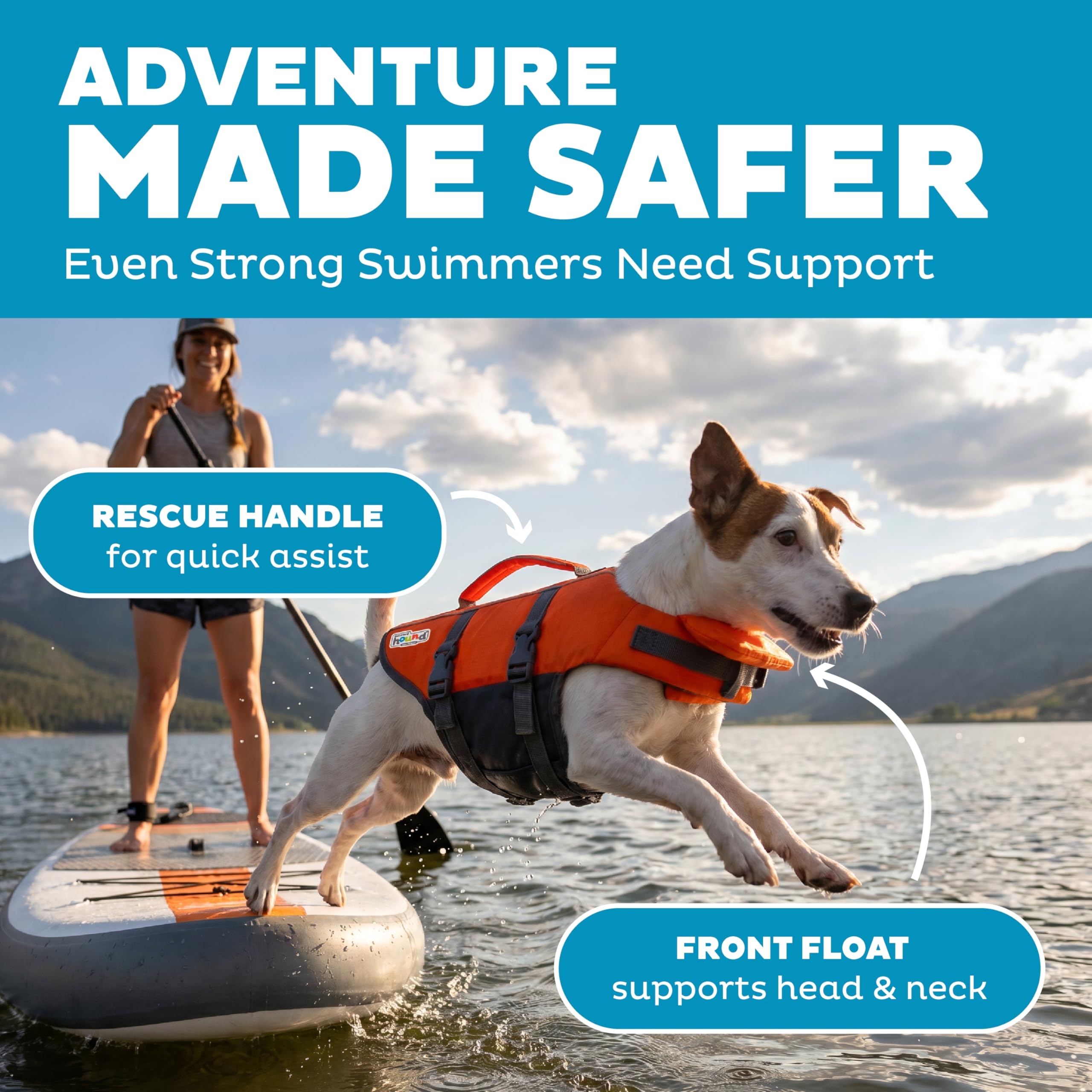 Outward Hound Granby Splash Dog Life Jacket with Handle, Reflective Floating Vest for Swimming & Boating, Maximum Buoyancy, All Skill Levels, Small Dogs & Puppies (16–20