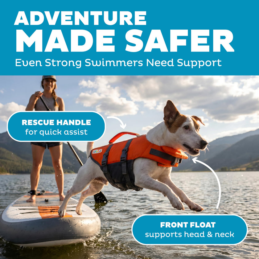 Outward Hound Granby Splash Dog Life Jacket with Handle, Reflective Floating Vest for Swimming & Boating, Maximum Buoyancy, All Skill Levels, Small Dogs & Puppies (16–20