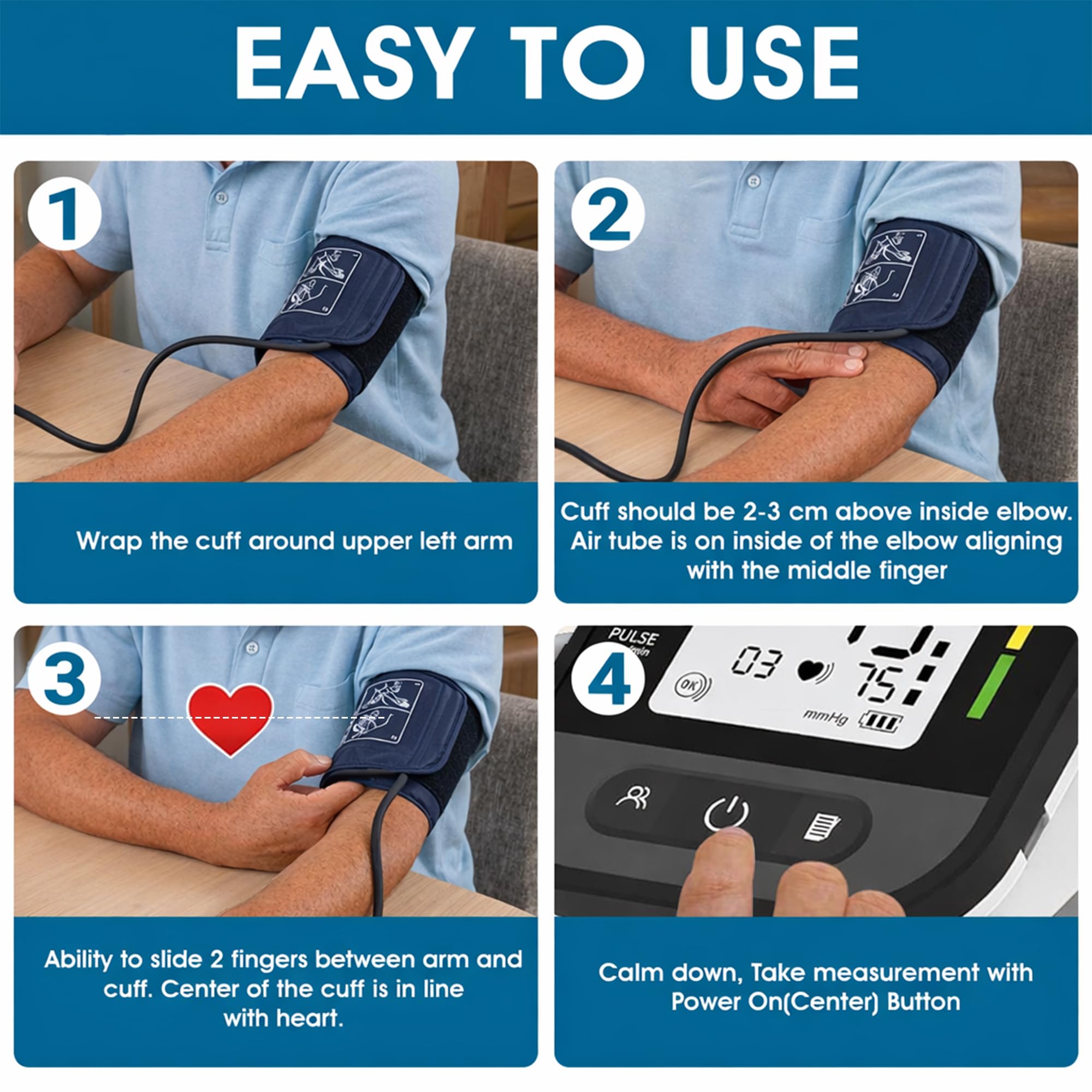 ByFloProducts Blood Pressure Monitor for Home Use – Digital Heart Rate Monitor with Backlit LCD Screen, Includes Blood Pressure Cuff, 4 AAA Batteries, Perfect Automatic Blood Pressure Machine (Black with Backlight) 🍁 All In One Marketplace Canada