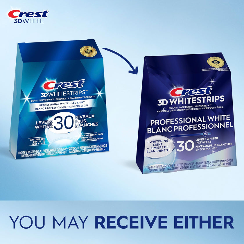 Crest 3D Whitestrips Professional White + Whitening Light At-Home Teeth Whitening Kit, 19 Treatments + Light, 30 Levels Whiter 🍁 All In One Marketplace Canada