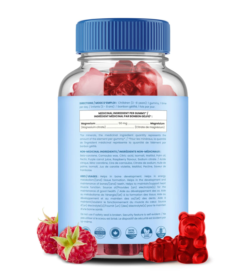 Magnesium For Kids - 120 Count - Sugar Free Calm Magnesium Gummies for Kids - 4 Month Supply - Supports Bone Health, Sleep - Chewable Gummy Vitamin Supplement 🍁 All In One Marketplace Canada