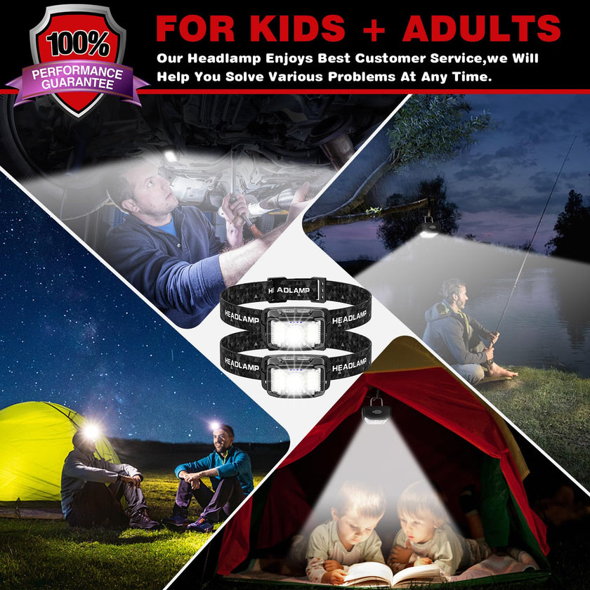 Headlamp Rechargeable 2 Packs,2000 Lumen Super Bright Motion Sensor 16 Modes (Individual Control) LED Headlamp,Waterproof Lightweight Flashlight Hard Hat Light for Outdoor Camping Fishing Running 🍁 All In One Marketplace Canada