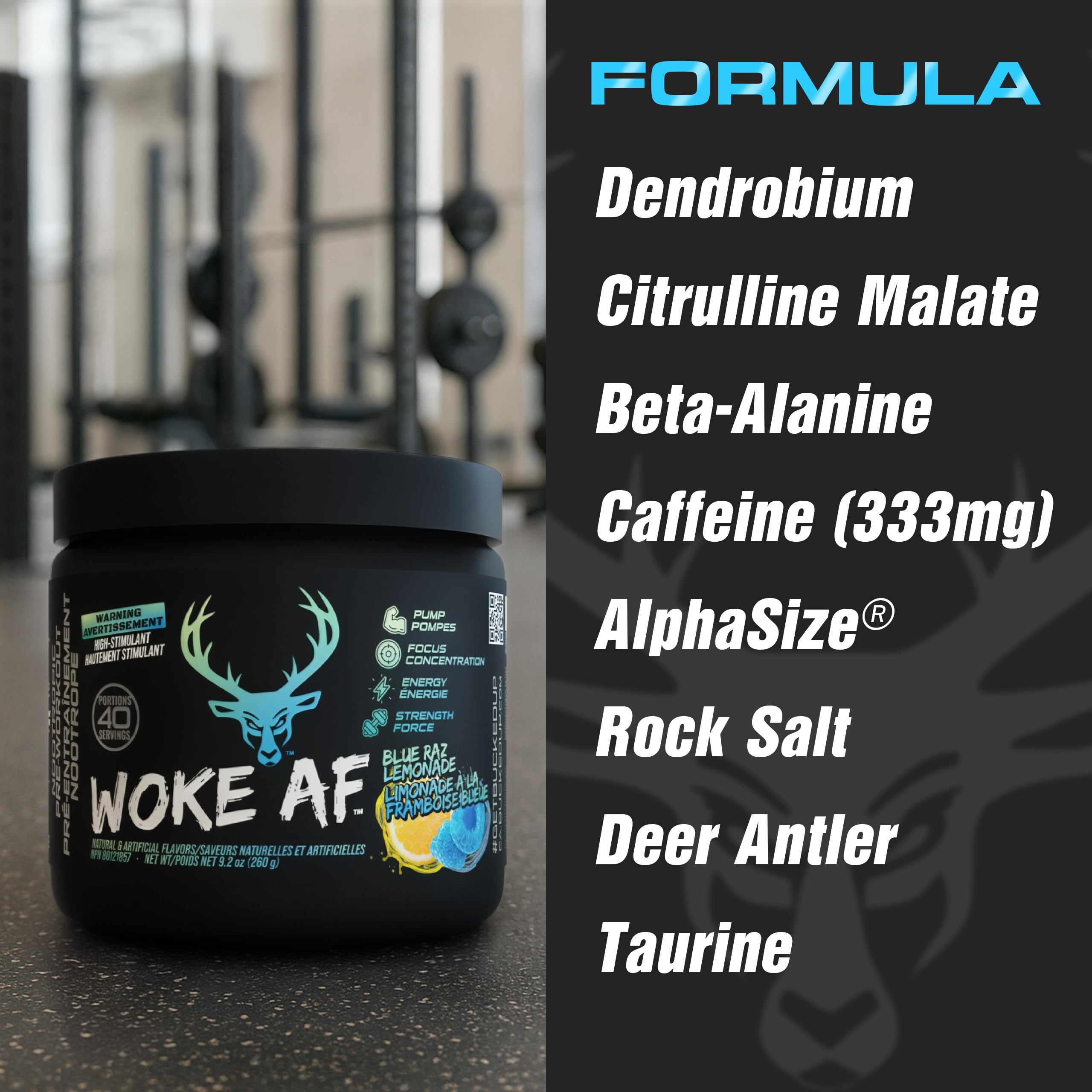 Bucked Up Woke AF Pre-Workout, Blue Raz Lemonade, 40 Servings 🍁 All In One Marketplace Canada