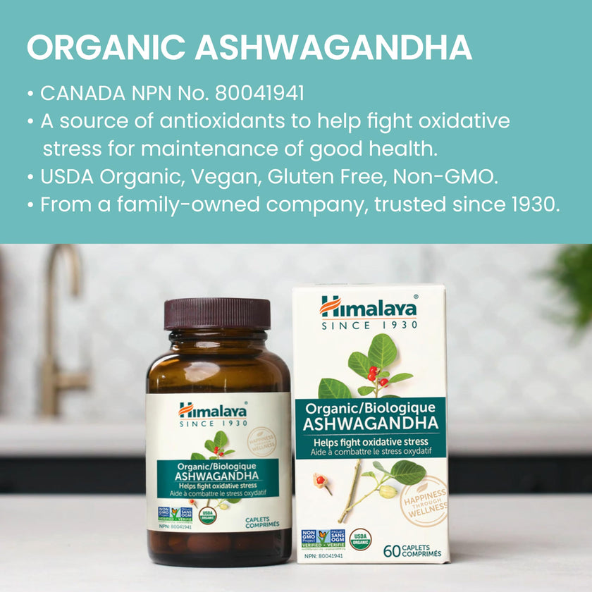 Himalaya Organic Ashwagandha, USDA Certified Organic, Non-GMO, Gluten Free Supplement, 100% Ashwagandha Powder & Extract. (90 Count) 🍁 All In One Marketplace Canada