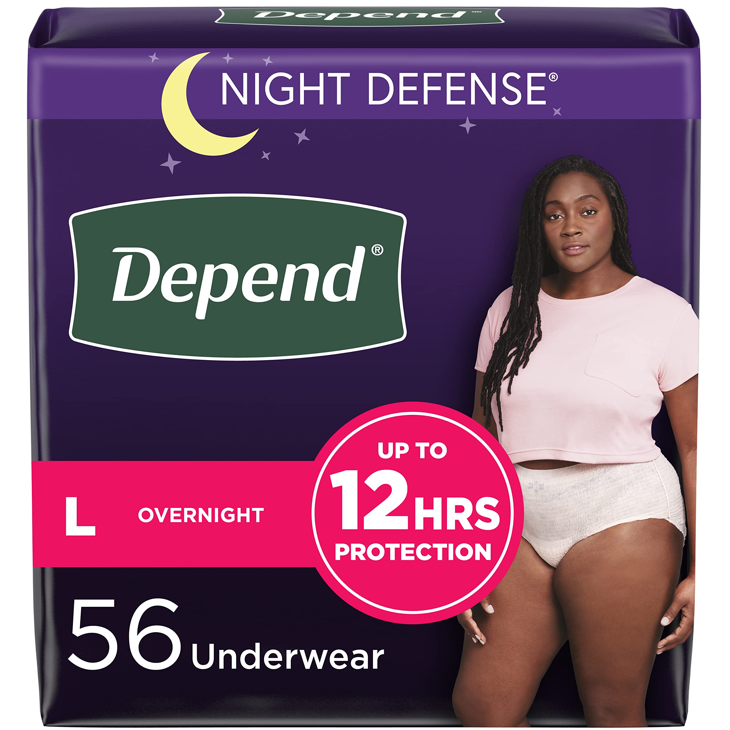 Depend Night Defense Adult Incontinence Underwear for Women, Disposable, Overnight, Large, Blush, 56 Count 🍁 All In One Marketplace Canada