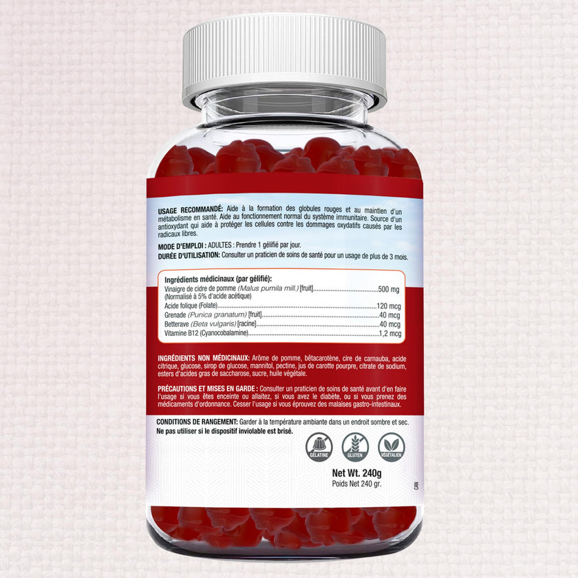 Herbion Naturals Apple Cider Vinegar Gummy with Folic Acid, Pomegranate, Beetroot & vitamin B12, source of Antioxidants to maintain Good Health & Metabolism, 60 Pectin Gummies for Adults, Apple Flavour 🍁 All In One Marketplace Canada
