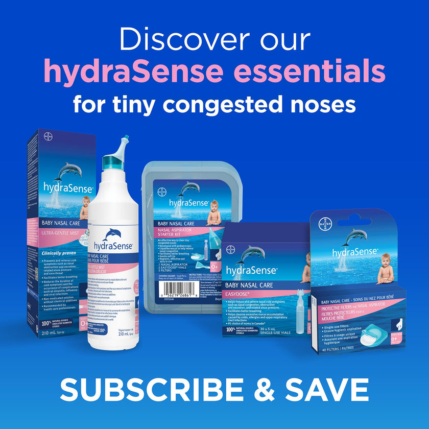 hydraSense Baby Nasal Aspirator, Baby Nasal Care, Gently Relieves Congestion in Babies, Non-medicated, With 100% Natural Source Seawater, Preservative-Free, 1 Kit 🍁 All In One Marketplace Canada