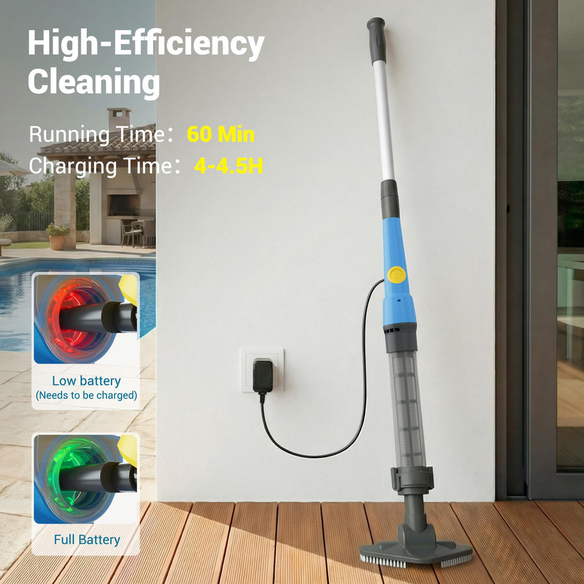 Hushlight Handheld Hot Tub Vacuum – Lightweight Stick Cleaner for Above-Ground Pools, Includes 2 Brush Heads for Debris and Sand (Blue) 🍁 All In One Marketplace Canada