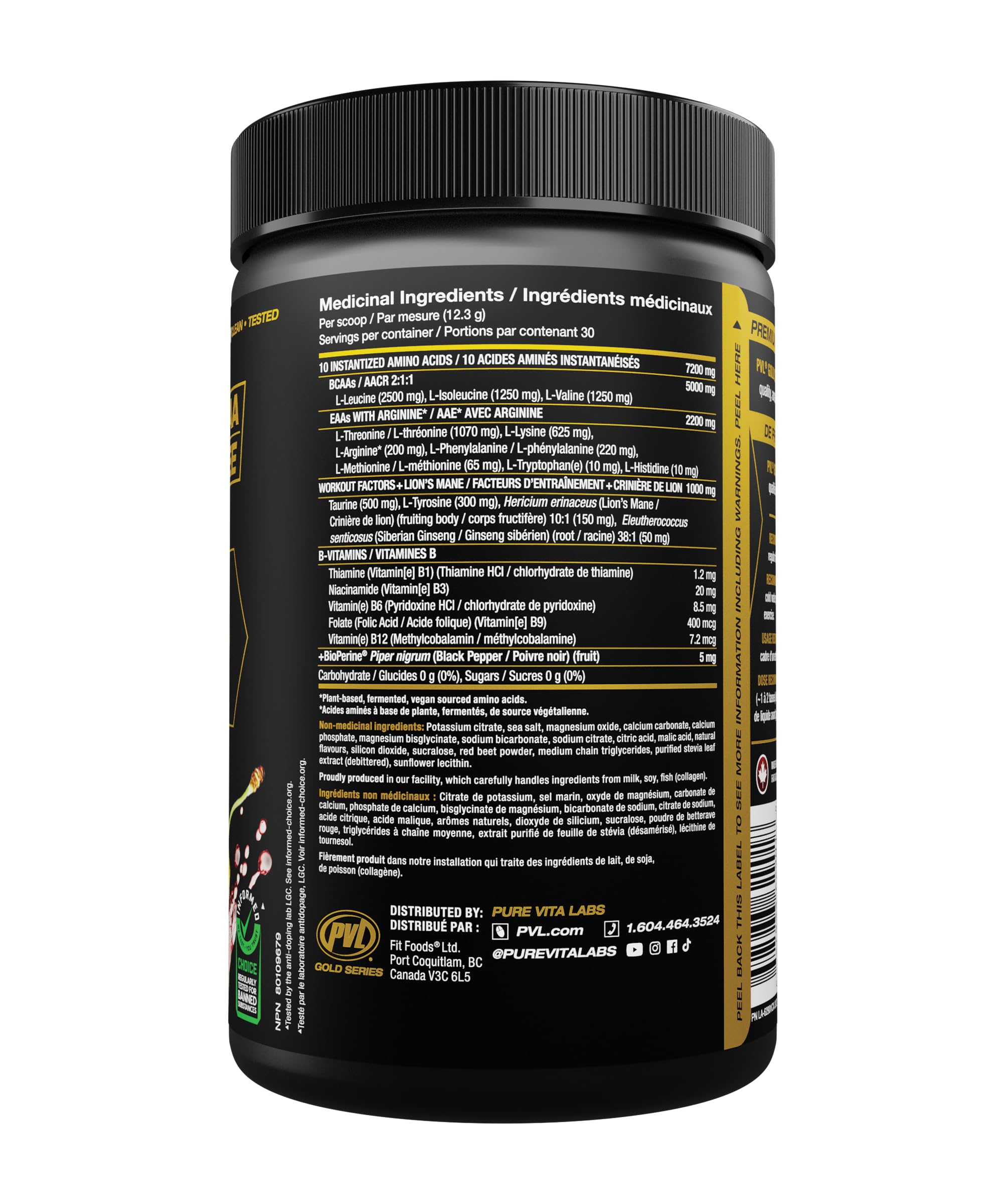 PVL EAA+BCAA COMPLETE – Essential Amino Acid Supplement with BCAAs, Electrolytes & B-Vitamins – Pre, Intra or Post Workout Powder – Keto & Vegan Friendly – Tropical Punch, 30 Servings 🍁 All In One Marketplace Canada