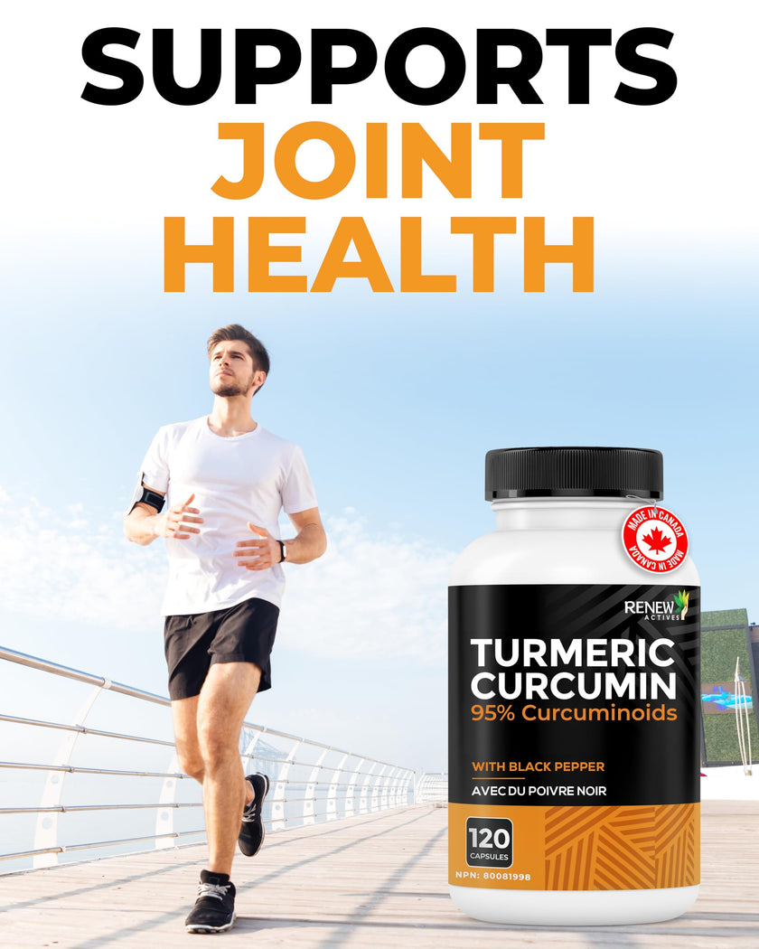 RENEW ACTIVES Turmeric Curcumin – Ultra Potent 95% Curcuminoids with BioPerine Black Pepper for Maximum Absorption – Supports Joint Health, Mobility, Digestion & Liver – Made in Canada – 120 Capsules 🍁 All In One Marketplace Canada