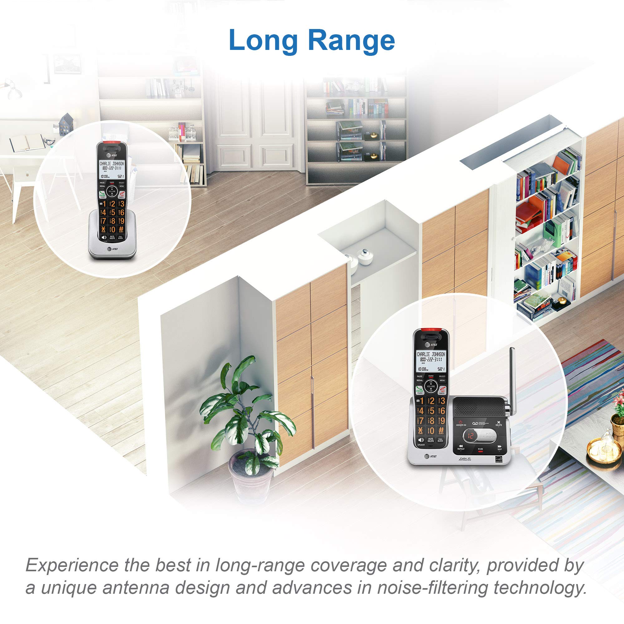 AT&T BL102-2 DECT 6.0 2-Handset Cordless Phone for Home with Answering Machine, Call Blocking, Caller ID Announcer, Audio Assist, Intercom, and Unsurpassed Range, Silver/Black 🍁 All In One Marketplace Canada
