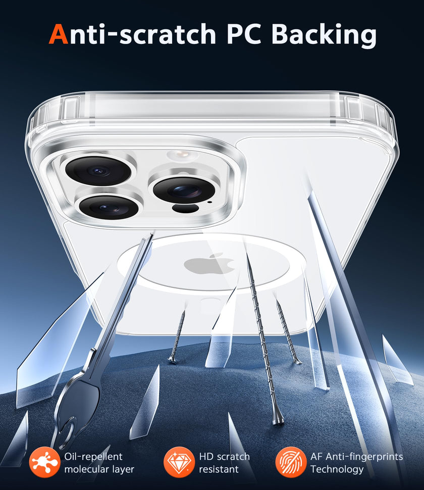 FNTCASE for iPhone 16 Pro Case: Clear Magnetic Phone Cases with Screen Protector Slim Anti Yellowing Rugged Shockproof Protective Transparent Cell Phone Cover (A-Clear Magnetic) 🍁 All In One Marketplace Canada