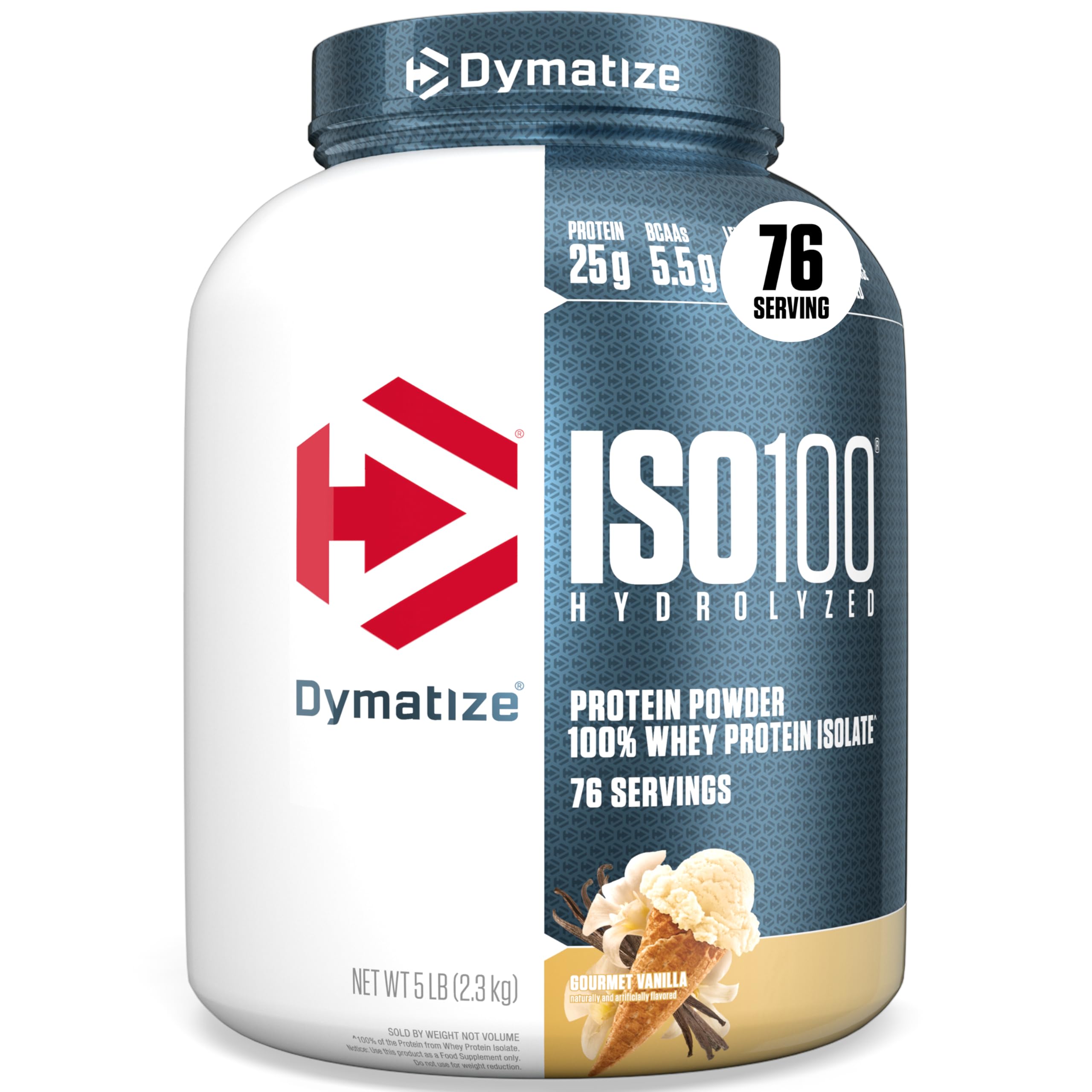 ISO100 Hydrolyzed Protein Powder by Dymatize, Gourmet Vanilla, 100% Whey Isolate Protein Powder (25g), Gluten Free, 76 Servings, 2.3 kg 🍁 All In One Marketplace Canada
