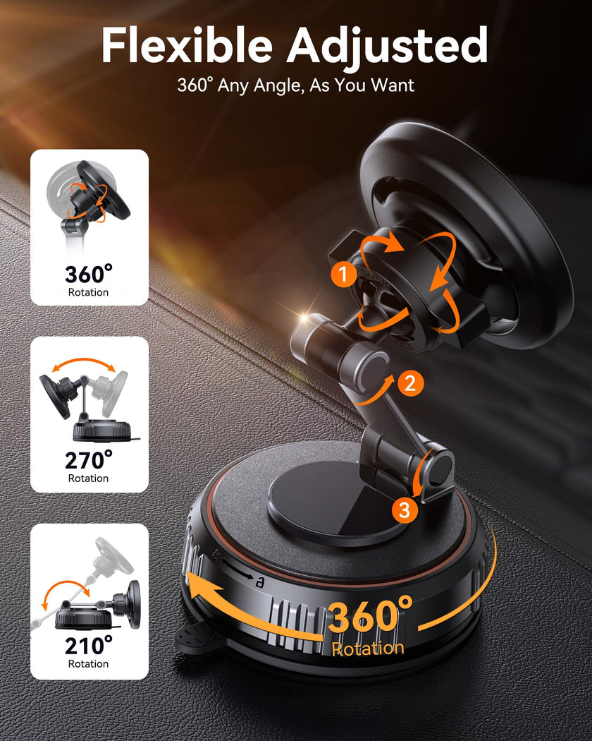 Miracase for MagSafe Car Mount[20 Powerful N55 Magnets+Industrial-Grade Vacuum Base] Magnetic Phone Holder Car 360° Full-Directional Adjustment, Fit for Windshield & Dashboard with All Smartphones 🍁 All In One Marketplace Canada