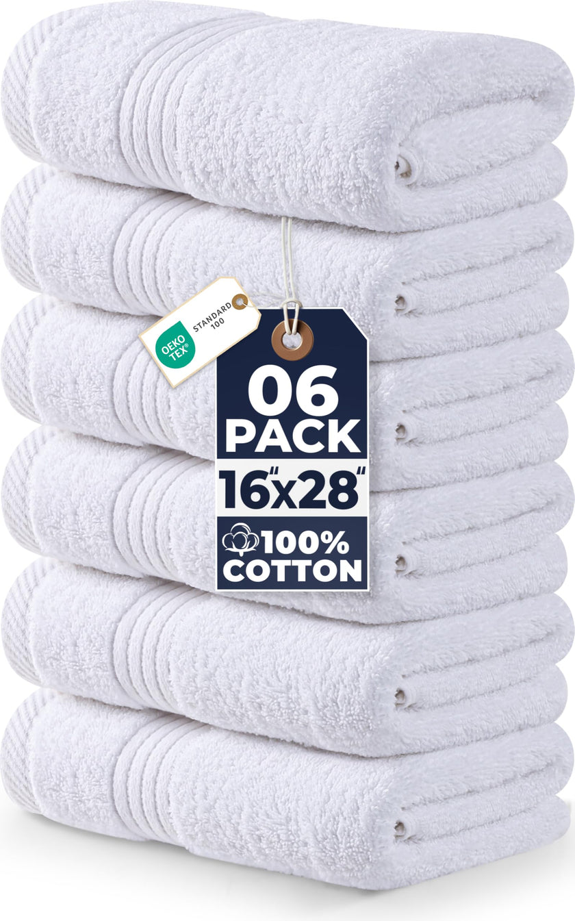 Utopia Towels 6 Piece Premium Hand Towels Set, 16 by 28 inches, 100% Ring Spun Cotton, Lightweight and Highly Absorbent Towels for Bathroom, Travel, Camp, Hotel, and Spa, White 🍁 All In One Marketplace Canada