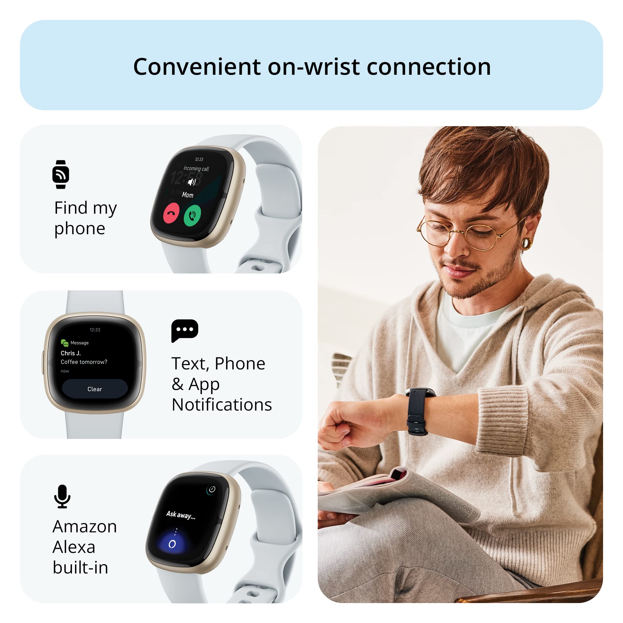 Google Fitbit Sense 2 - Health & Fitness Smartwatch - Blue Mist/Pale Gold 🍁 All In One Marketplace Canada