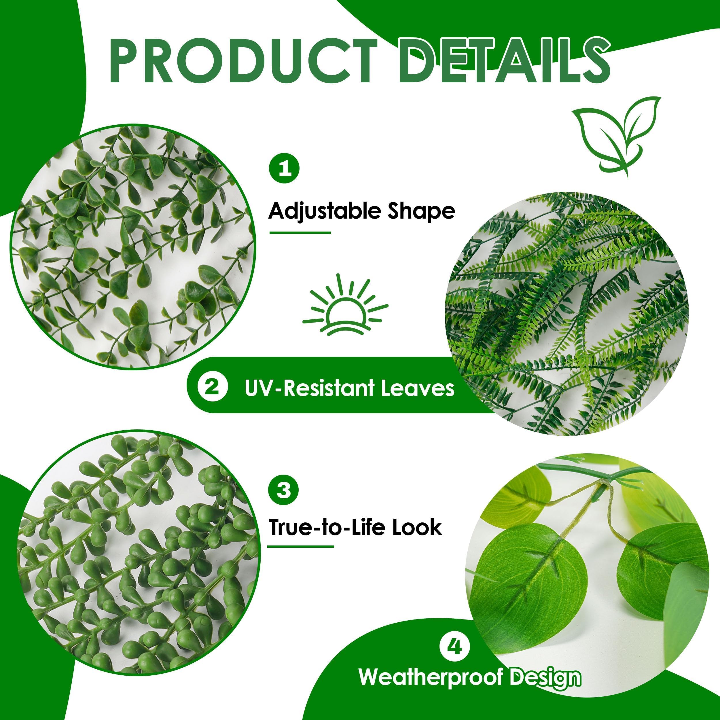 Der Rose 4Pcs Fake Plants, Artificial Plants Fake Hanging Plants for Boho Home Bathroom Bedroom Living Room Office Wall Shelf Decor Indoor Outdoor 🍁 All In One Marketplace Canada