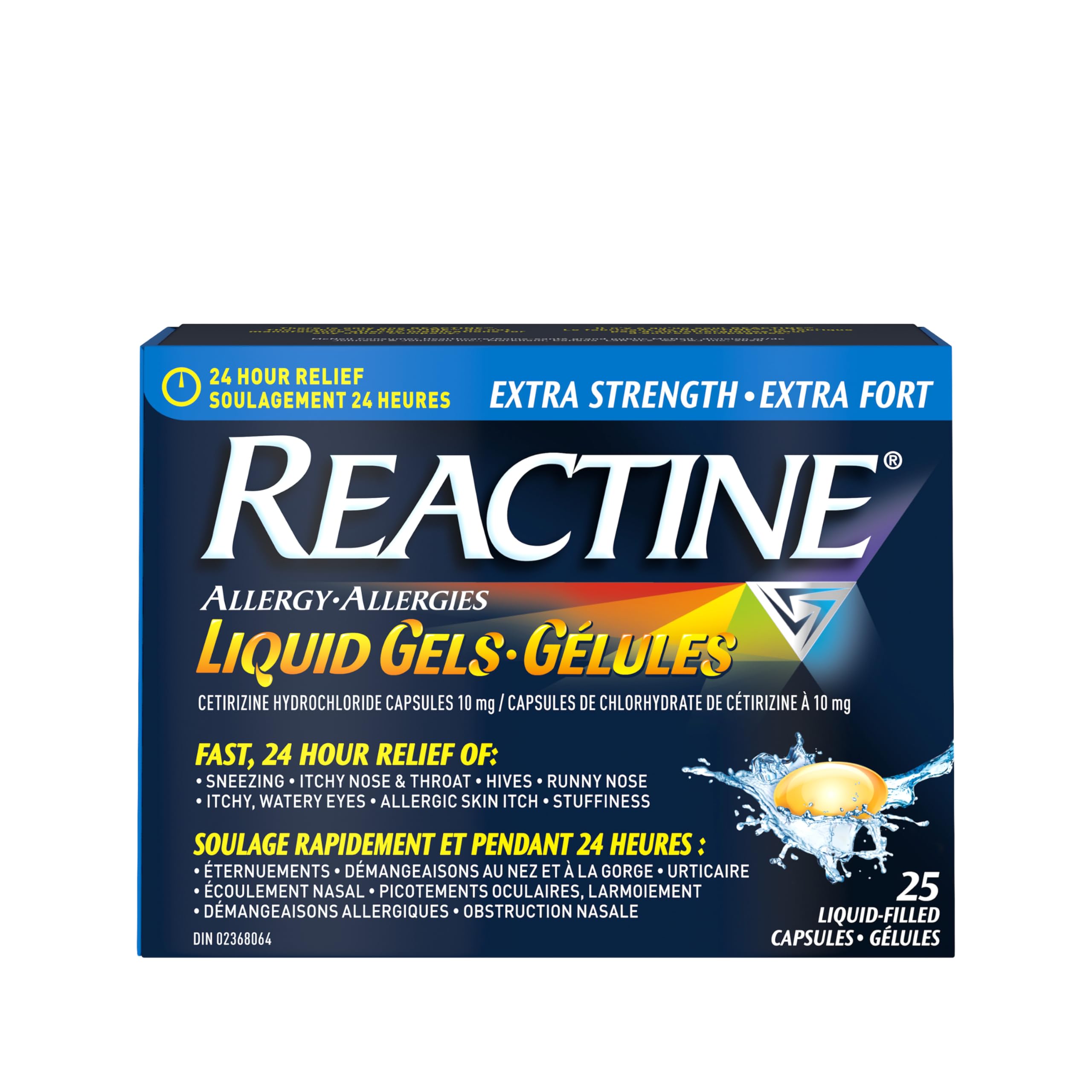 Reactine Extra Strength Antihistamine Liquid Gel Pills - 10mg Cetirizine Hydrochloride - Allergy Relief Medicine - 25 count 🍁 All In One Marketplace Canada