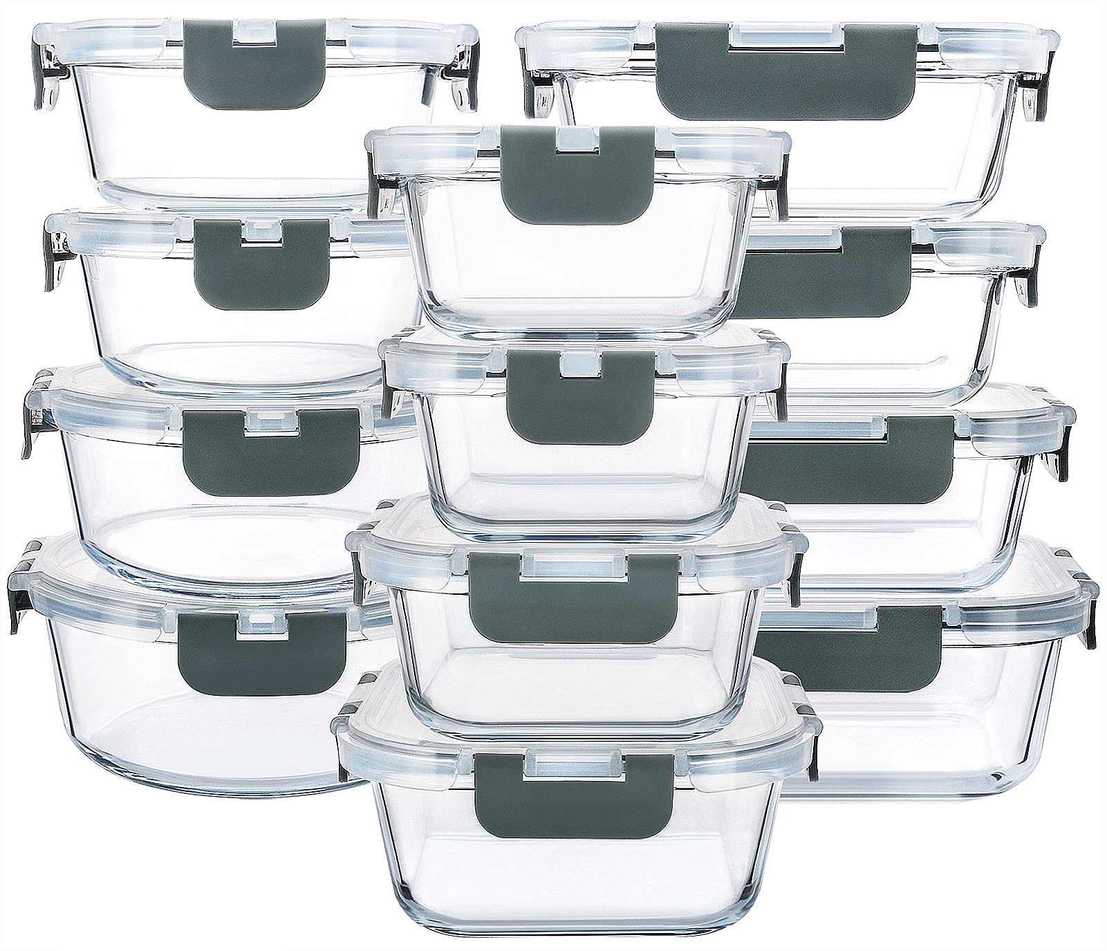 M MCIRCO 24-Piece Glass Food Storage Containers with Snap Locking Lids,Glass Meal Prep Containers Set - Airtight Lunch Containers, Microwave, Oven, Freezer and Dishwasher 🍁 All In One Marketplace Canada