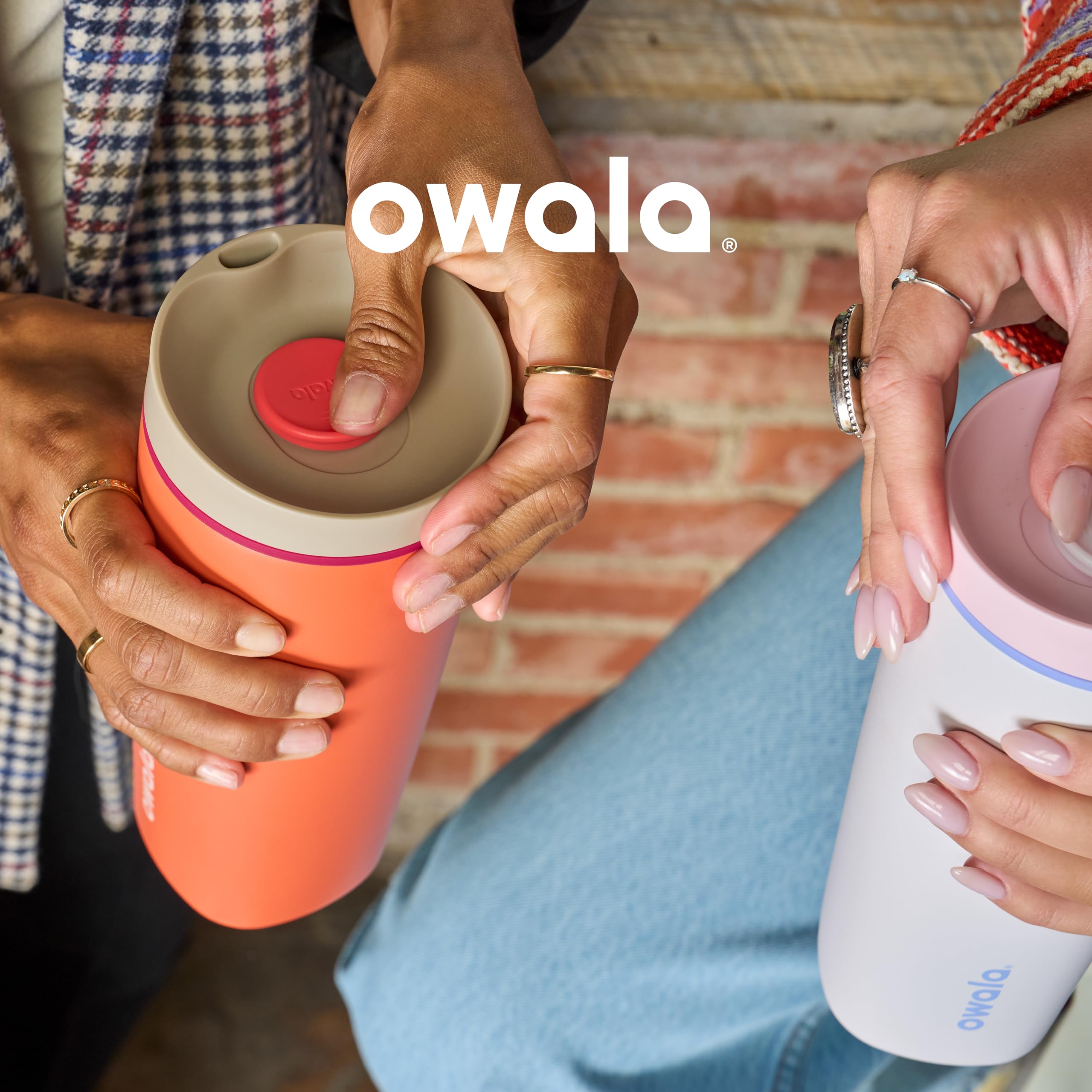 Owala SmoothSip Slider Insulated Stainless Steel Coffee Tumbler, Reusable Iced Coffee Cup, Hot Coffee Travel Mug, BPA Free 12 oz, Vanilla Bean 🍁 All In One Marketplace Canada