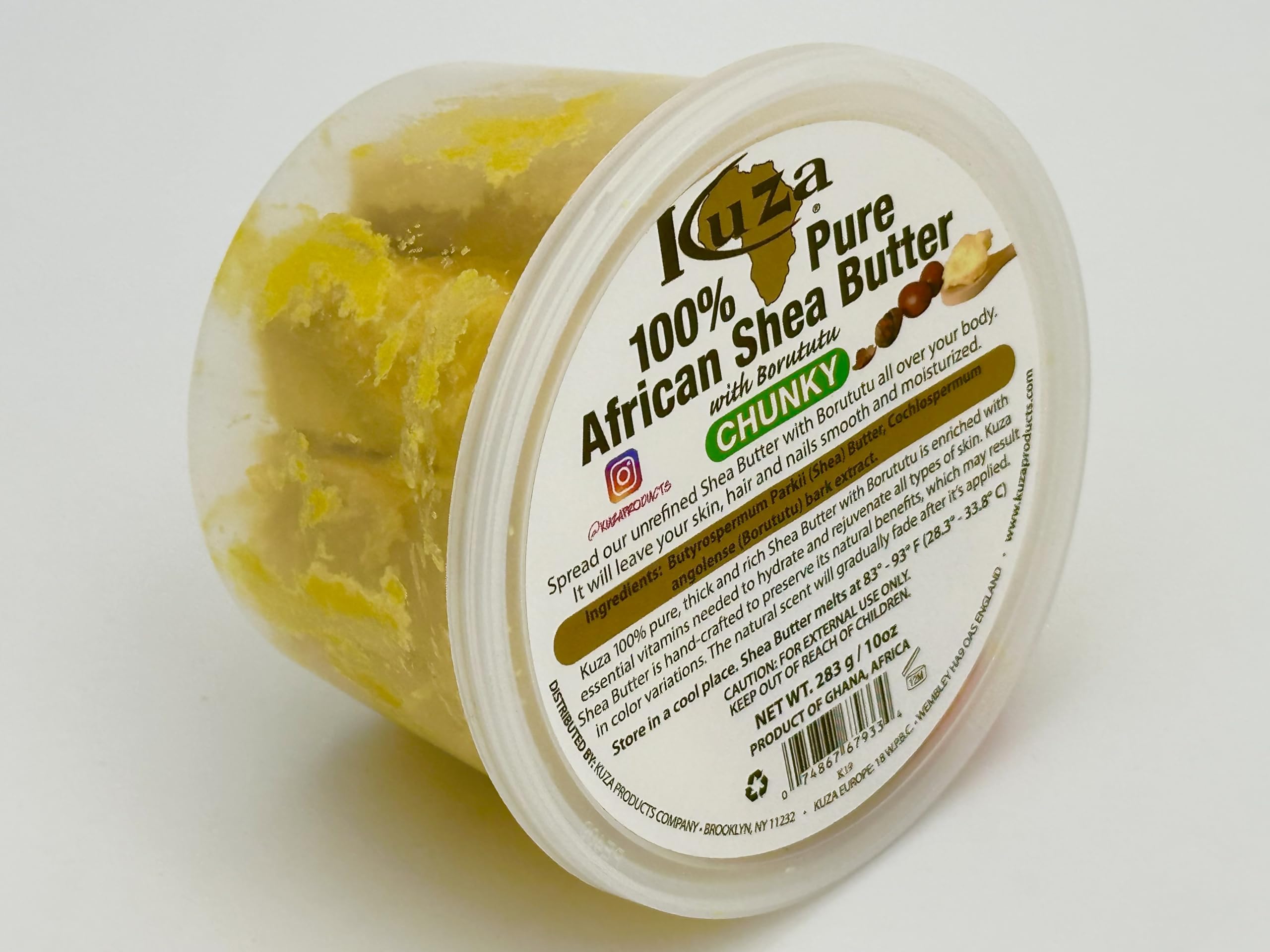 KUZA 100% PURE AFRICAN SHEA BUTTER W/ BORUTUTU - CHUNKY 10OZ