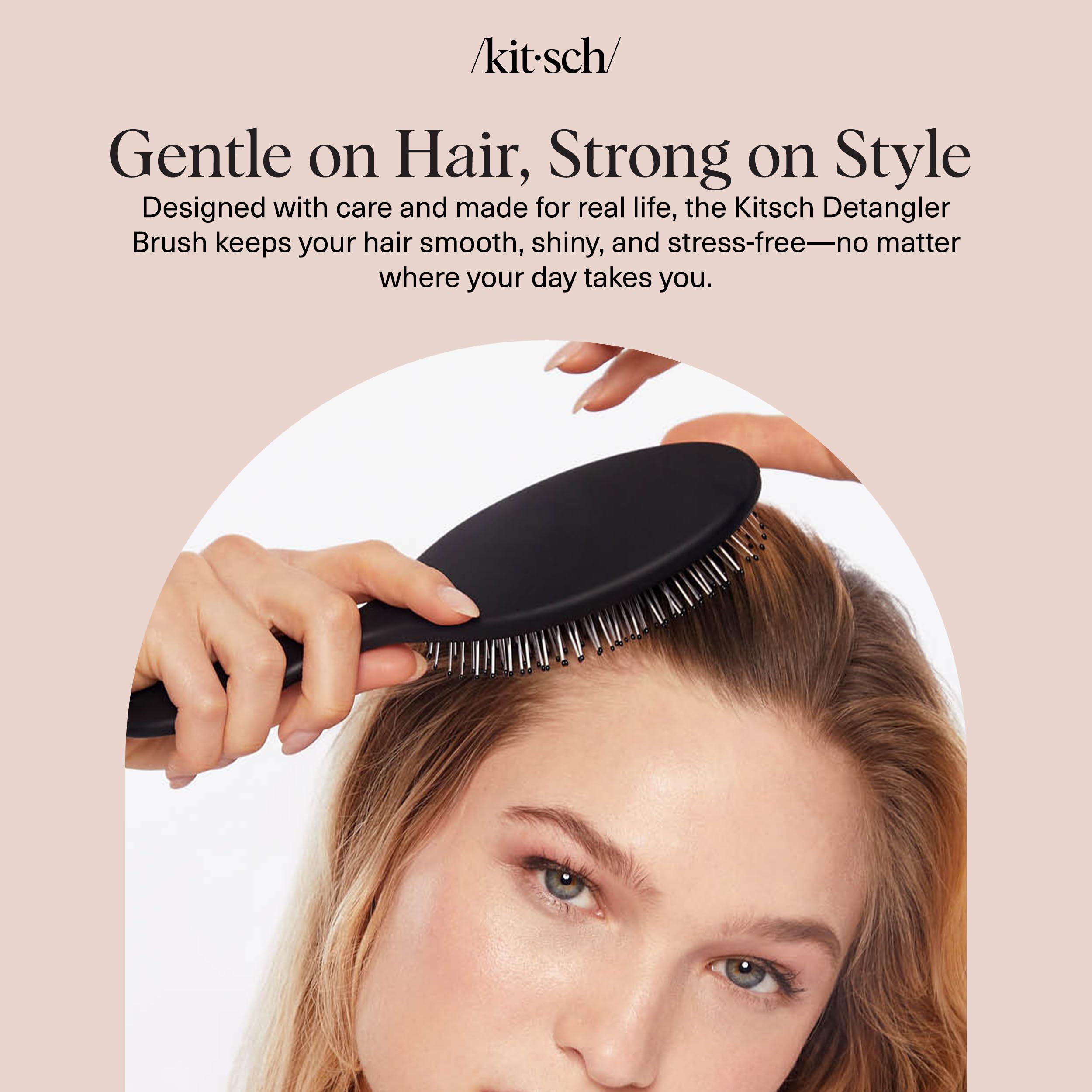 Kitsch Recycled Plastic Wet/Dry Hair Brush, Detangling Tool for Curly or Straight Styles, Brush for Tangled Strands, Flexible Hairbrush Bristles, Brushes for Women & Men, Adults & Kids - Black 🍁 All In One Marketplace Canada