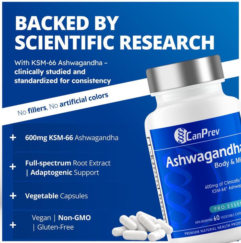 CanPrev Ashwagandha 600mg Vegan 60 Capsules 60-Day Supply - Vegan & Non-GMO - Organic KSM-66 Formula for Enhanced Relaxation & Energy, Sleep Support, Memory Boost - Supplement for Weight Management 🍁 All In One Marketplace Canada