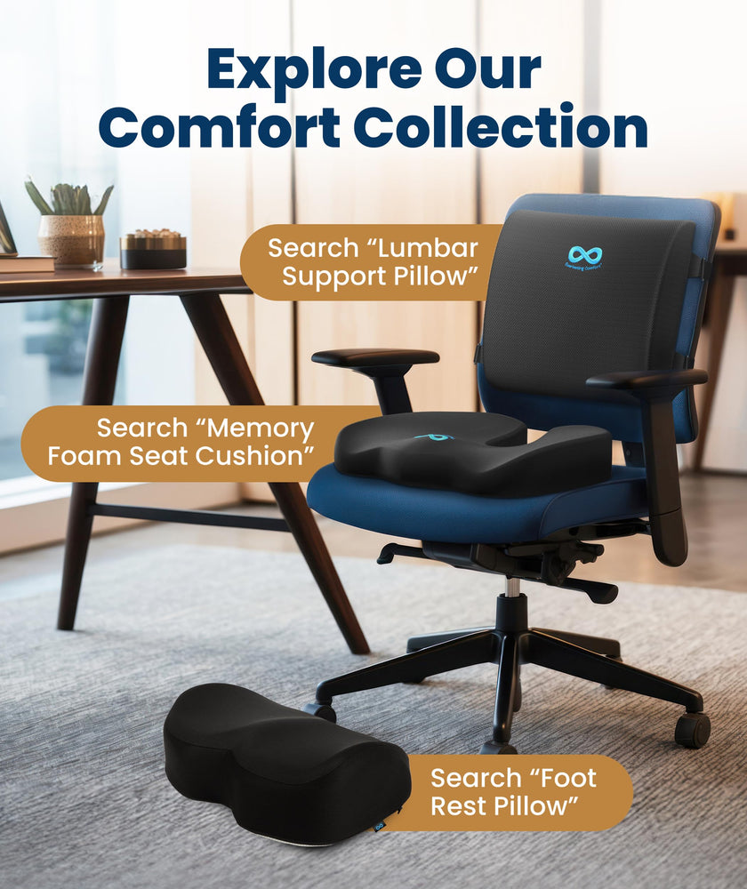 Everlasting Comfort Doctor Recommended Memory Foam Seat Cushion for Office Chairs & Car - Ergonomic Office Desk Accessories - Cushions for Tailbone Pain Relief, Sciatica (Black, Large) 🍁 All In One Marketplace Canada