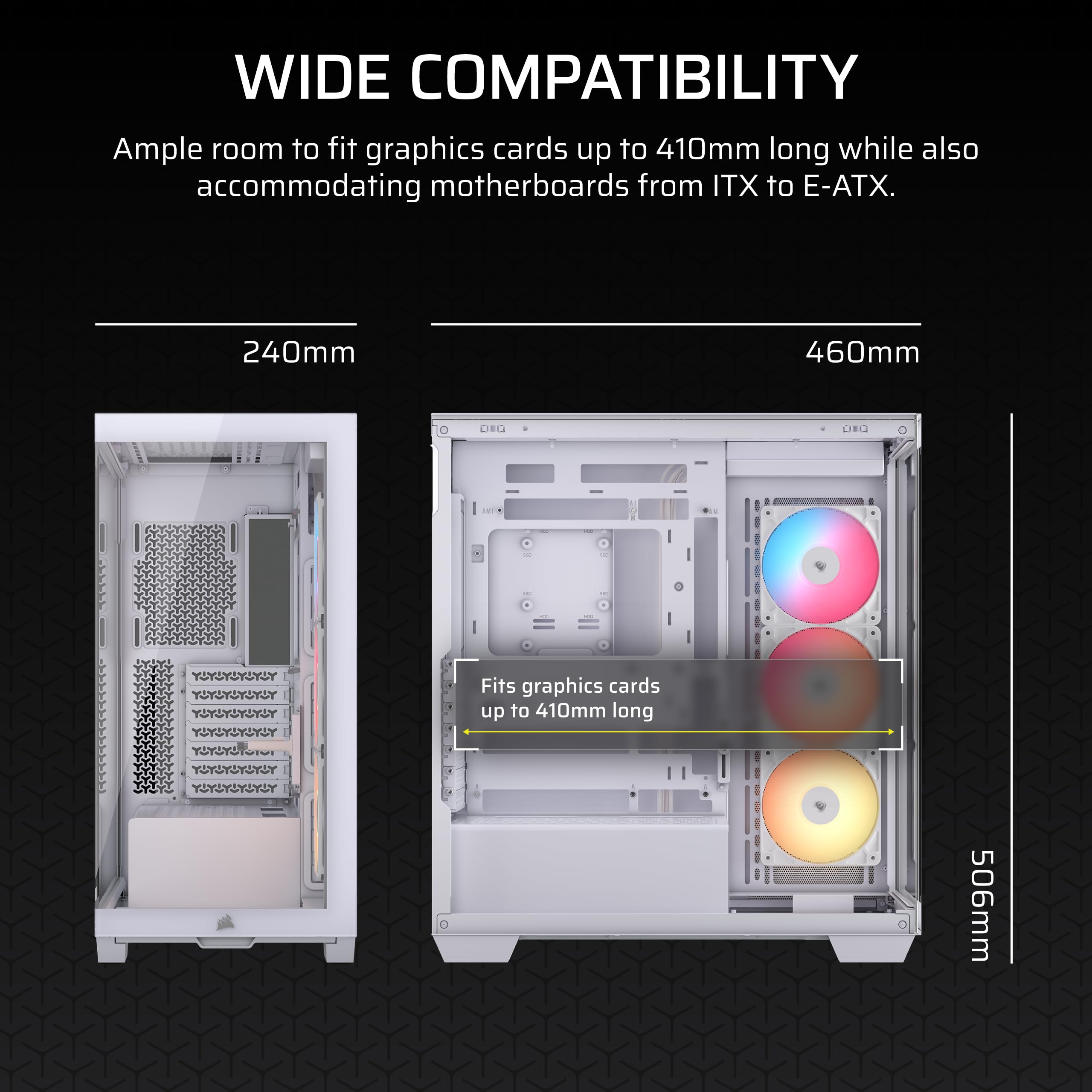 CORSAIR 3500X RS-R ARGB Mid-Tower PC Case – 3X Pre-Installed RS120-R ARGB Fans, GPU Anti-Sag Arm, Fits up to 10x 120mm Fans, Reverse Connection Motherboard Compatible – White 🍁 All In One Marketplace Canada