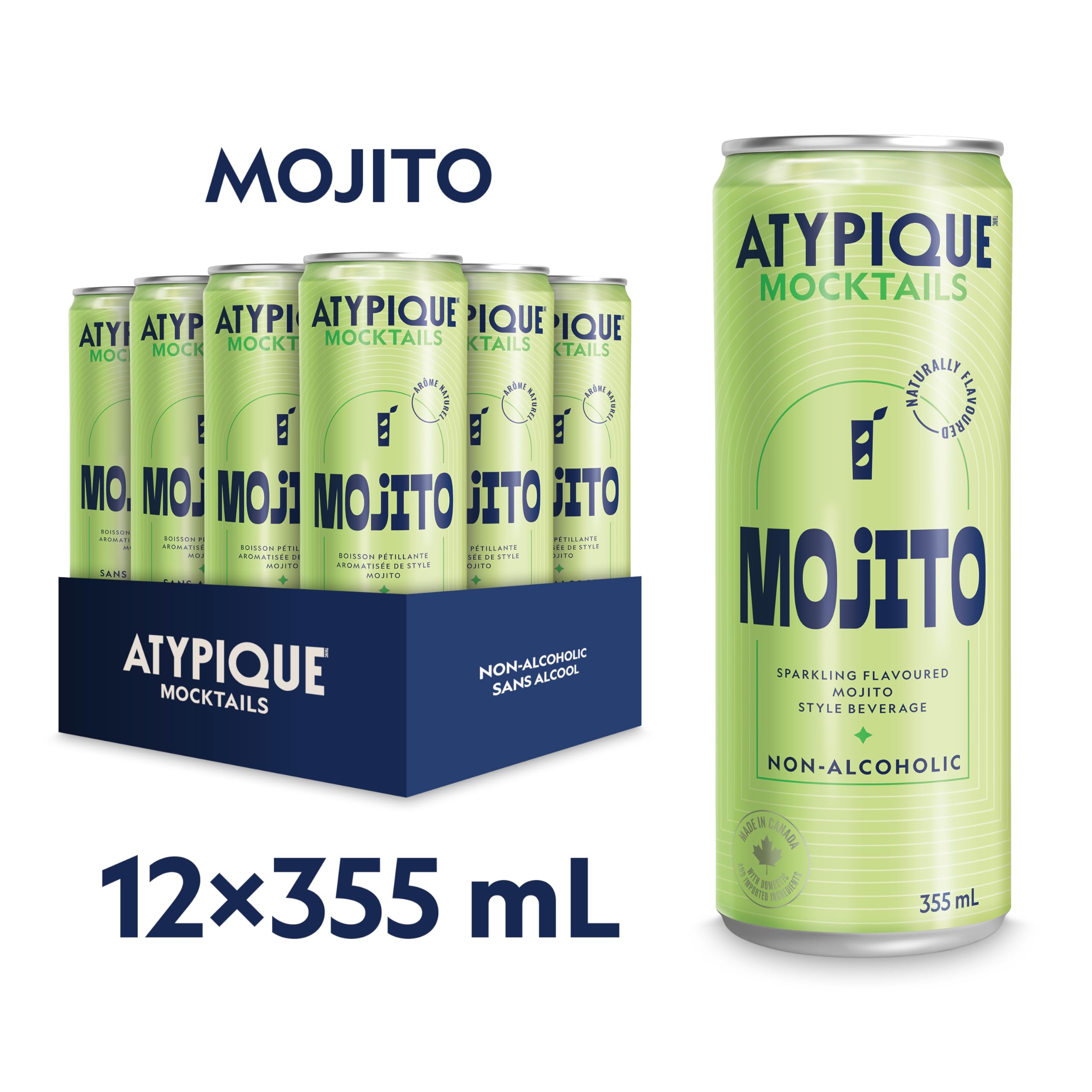 Atypique Non-Alcoholic Cocktail, Mojito, 355 mL, 12-Count 🍁 All In One Marketplace Canada