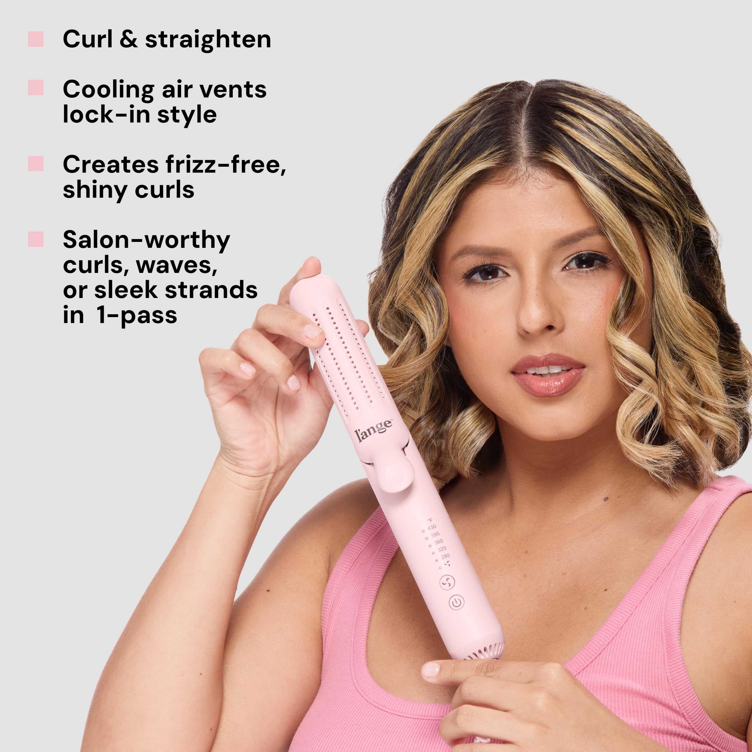 L'ANGE HAIR Le Duo Grande 360° Airflow Styler | 2-in-1 Curling Wand & Titanium Flat Iron Hair Straightener | Professional Hair Curler with Cooling Air Vents to Lock in Style | Adjustable Temp 🍁 All In One Marketplace Canada