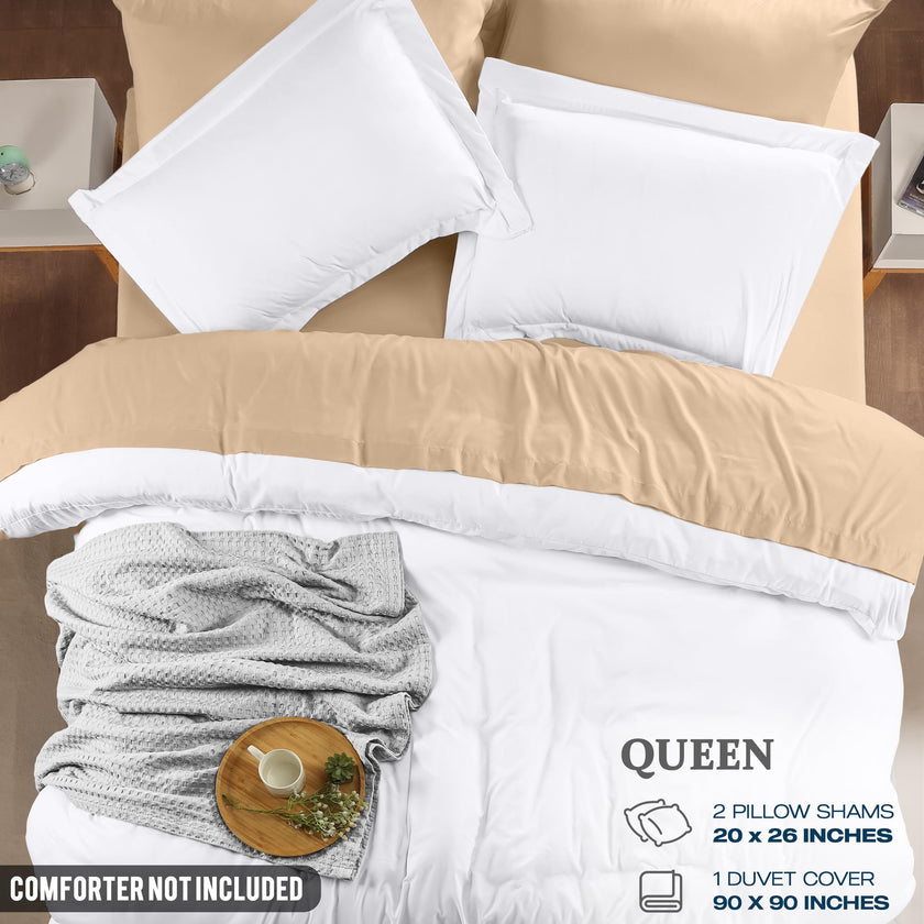 Utopia Bedding Duvet Cover Queen Size Set with Pillow Shams - Comforter Cover with Zipper Closure, 90X90 Inches & Pillow Shams 20X26 Inches (White) Comforter Not Included 🍁 All In One Marketplace Canada