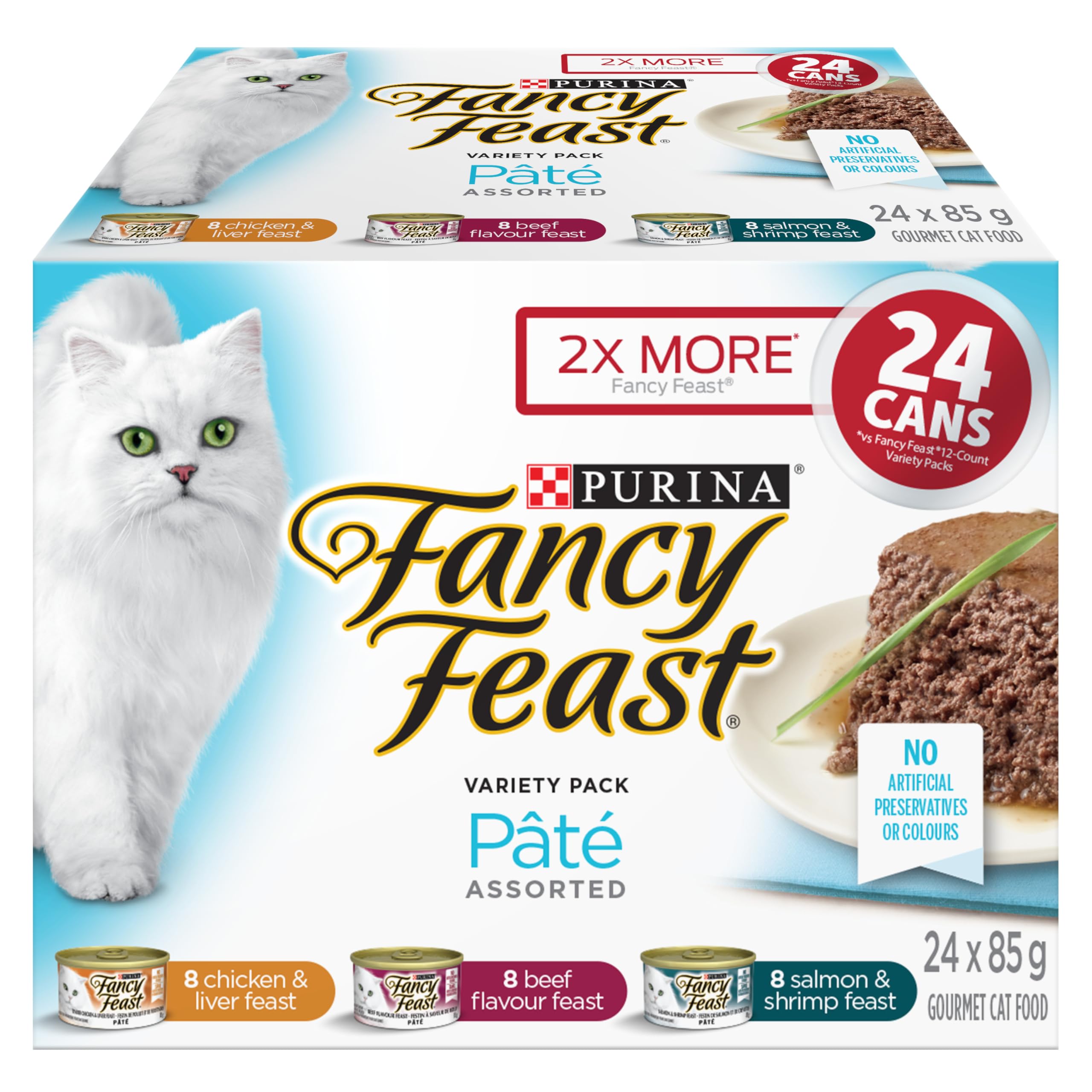 Fancy Feast Wet Cat Food, Pate Assorted Variety Pack 3 Flavours - 85 g Can (24 Pack) 🍁 All In One Marketplace Canada