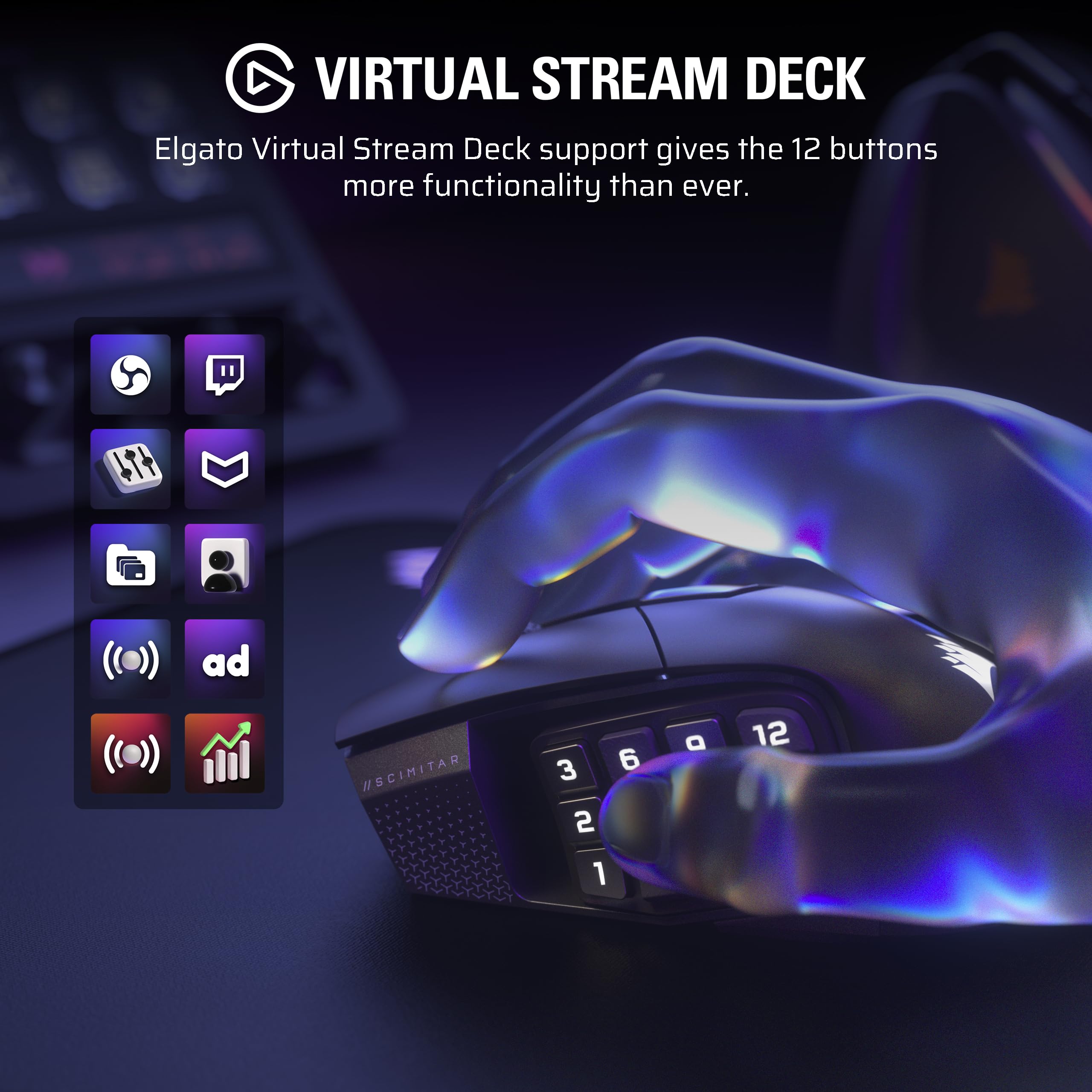 CORSAIR Scimitar Elite Wireless SE MMO PC Gaming Mouse – 33,000 DPI, 16 Programmable Buttons, Key Slider, Elgato Virtual Stream Deck, 1,000Hz Polling, Up to 150-Hour Battery – Gunmetal 🍁 All In One Marketplace Canada