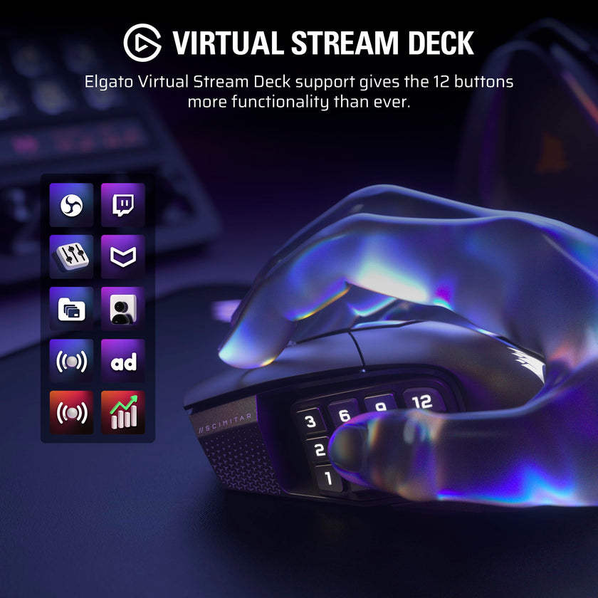 CORSAIR Scimitar Elite Wireless SE MMO PC Gaming Mouse – 33,000 DPI, 16 Programmable Buttons, Key Slider, Elgato Virtual Stream Deck, 1,000Hz Polling, Up to 150-Hour Battery – Gunmetal 🍁 All In One Marketplace Canada