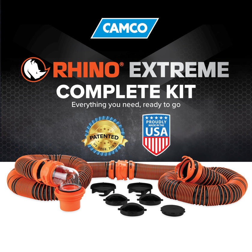 Camco 21012 RhinoEXTREME 20ft RV Sewer Hose Kit | Includes Swivel Fitting and Translucent Elbow with 4-in-1 Dump Station Fitting | Storage Caps Included 🍁 All In One Marketplace Canada