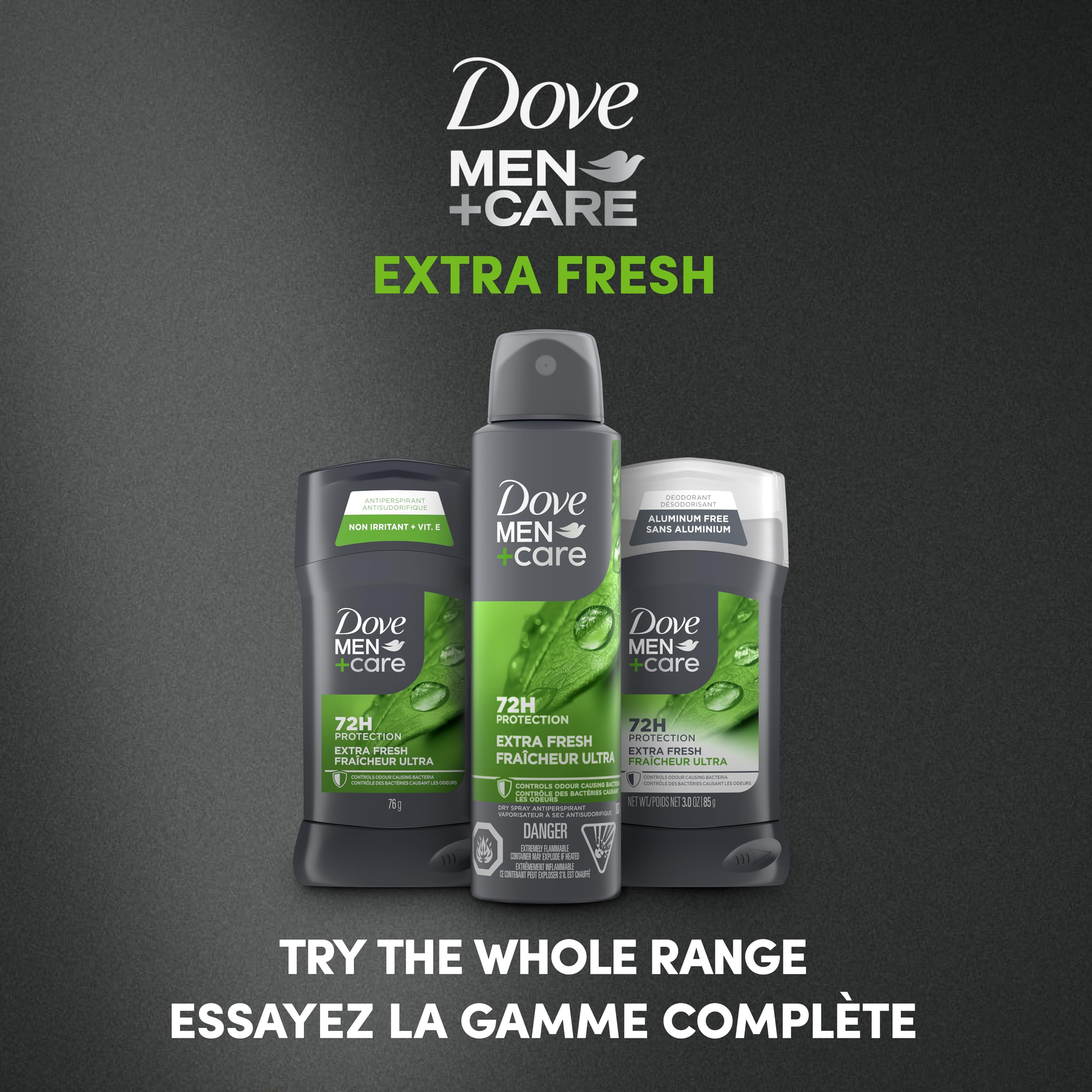 Dove Men+Care Antiperspirant Stick for 72h sweat & odour protection Extra Fresh with Triple Action moisturizer to help prevent skin irritation caused by dryness, 76g (Pack of 4) 🍁 All In One Marketplace Canada
