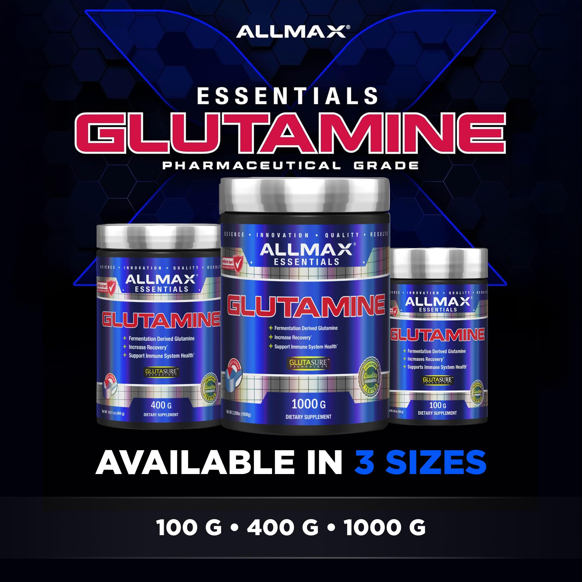ALLMAX L-Glutamine Powder, Fermented, Unflavored, 400 g 🍁 All In One Marketplace Canada