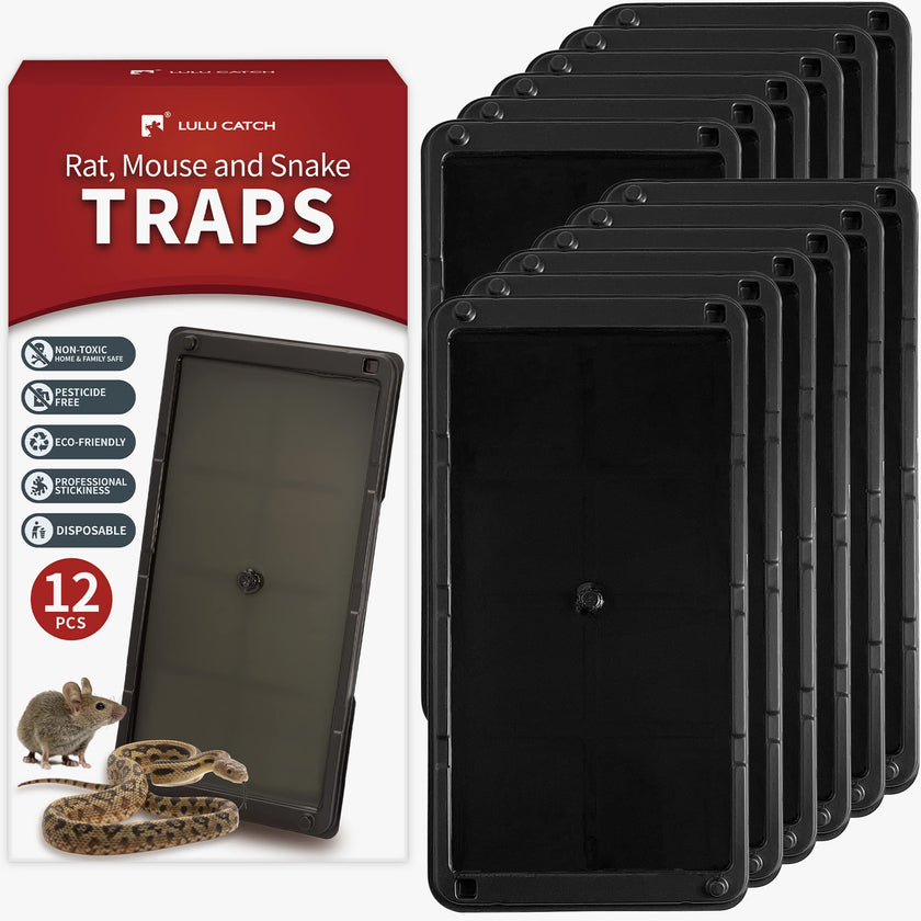 LULUCATCH Mouse Glue Traps 12 Pack, Larger & Heavier Plastic Sticky Glue Traps with Extra-Strong Adhesive for Mice, Rats, Sticky Mouse Trap for Indoor Use, Easy to Set. 🍁 All In One Marketplace Canada