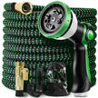 Expandable Garden Hose 100ft Flexible Water Hose, 10 Function Sprayer Nozzle, 3/4 Inch Solid Metal Fittings Lawn Yard Garden Outdoor Hose(Black and Green) 🍁 All In One Marketplace Canada