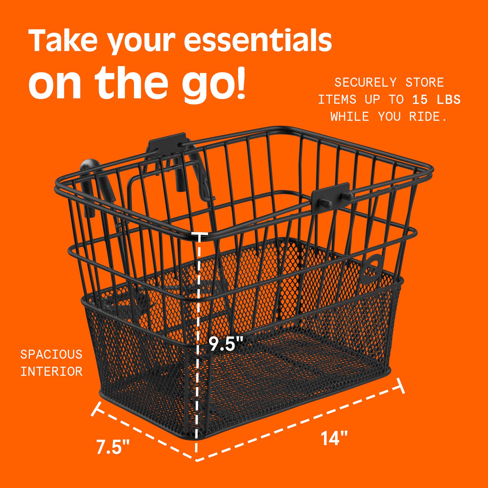 Retrospec Apollo Detachable Front Bike Basket Steel Half-Mesh with Integrated Detachable Hooks and Built-in Handle, Easy Assembly and Portability for Bicycles 🍁 All In One Marketplace Canada