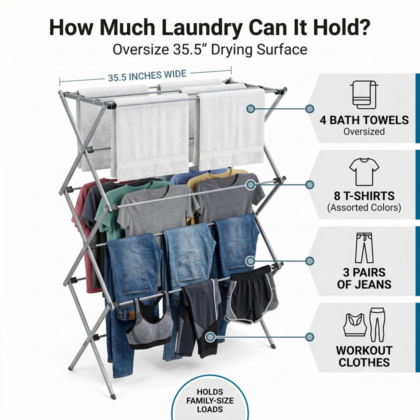 Honey-Can-Do Oversize Collapsible Clothes Drying Rack DRY-09066 Silver, 50 lbs 🍁 All In One Marketplace Canada