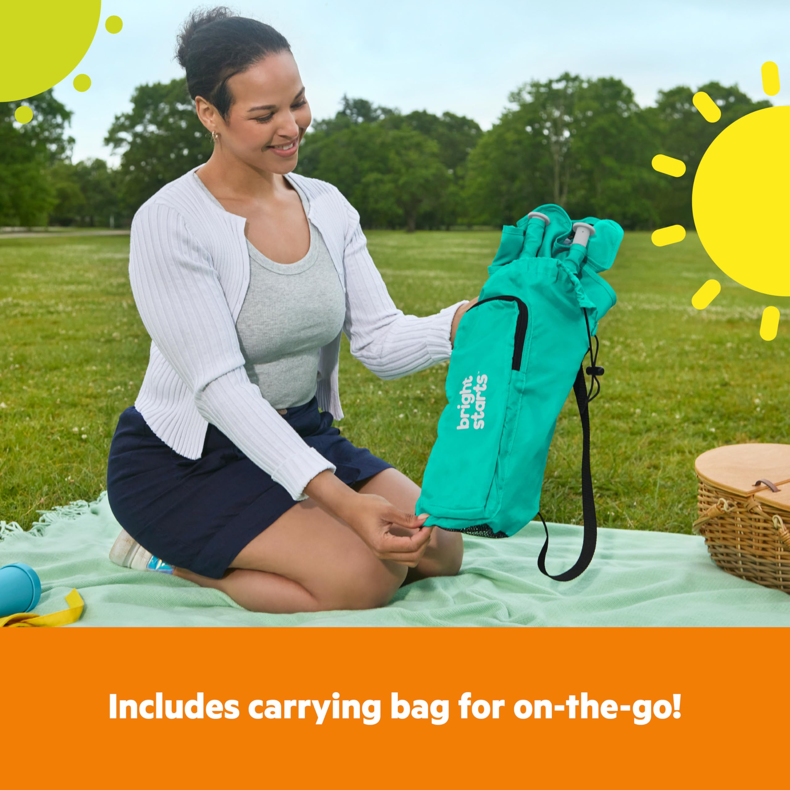 Bright Starts Pop 'N Sit Portable Booster, Indoor/Outdoor Use, Floor Seat with Feeding Tray, Teal, 6 Mos - 3 Yrs 🍁 All In One Marketplace Canada