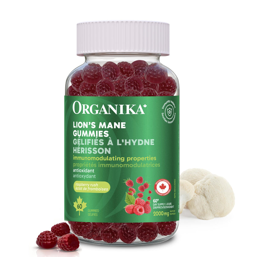 Organika Lion’s Mane Mushroom Gummies – 2000 mg Equivalent per Serving | Brain & Immune Support | Antioxidant Mushroom Supplement | Raspberry Flavour- 60 gummies 🍁 All In One Marketplace Canada