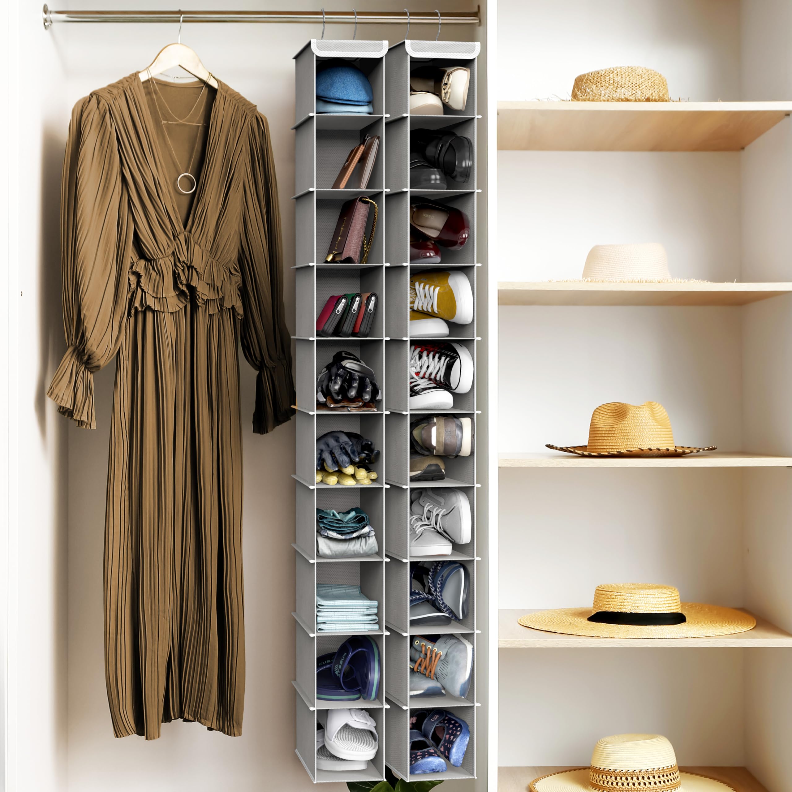 SimpleHouseware 10 Shelves Hanging Shoes Organizer Holder for Closet, Grey 🍁 All In One Marketplace Canada