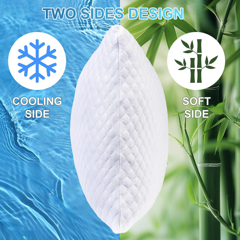 NTCOCO Cooling Bed Pillows Queen Size Pack of 2 for Sleeping Shredded Memory Foam Bed Pillows Adjustable Gel for Side Stomach Back Sleepers Washable Removable Cover Cover 🍁 All In One Marketplace Canada