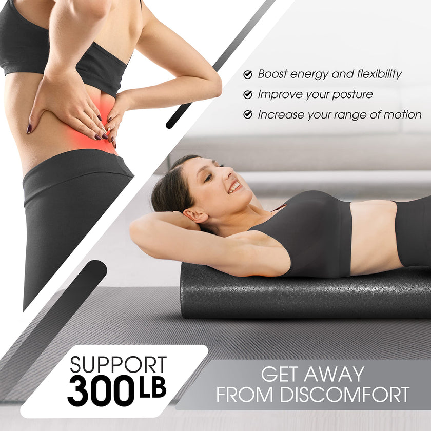Yes4All High-Density EPP Round Back Roller Foam, Foam Roller for Yoga, Pilates & Stretching - 12, 18, 24, 36 inch 🍁 All In One Marketplace Canada